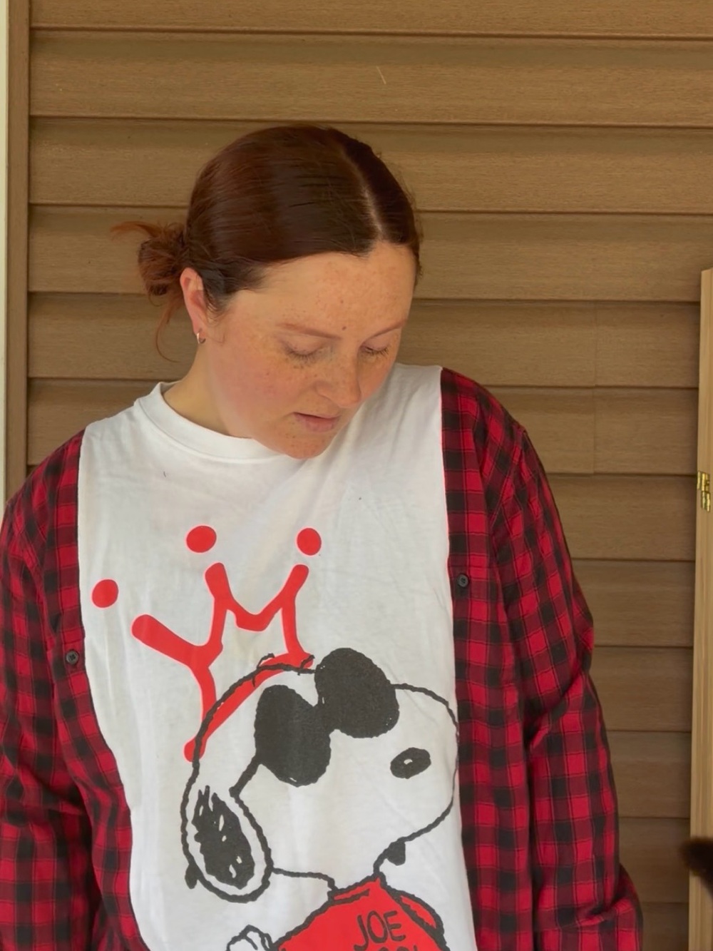 White Snoopy Graphic Tee with Red Crown - Kids Shirt